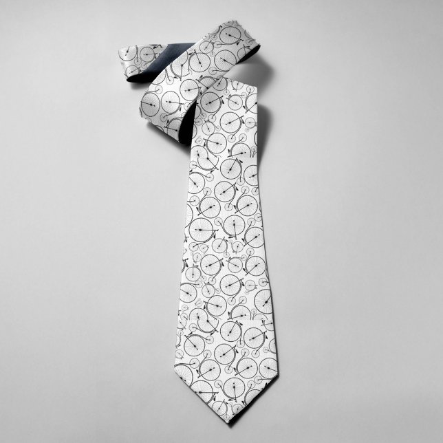 Black & White Old Vintage Classic Bicycle Pattern Tie (Creator Uploaded)