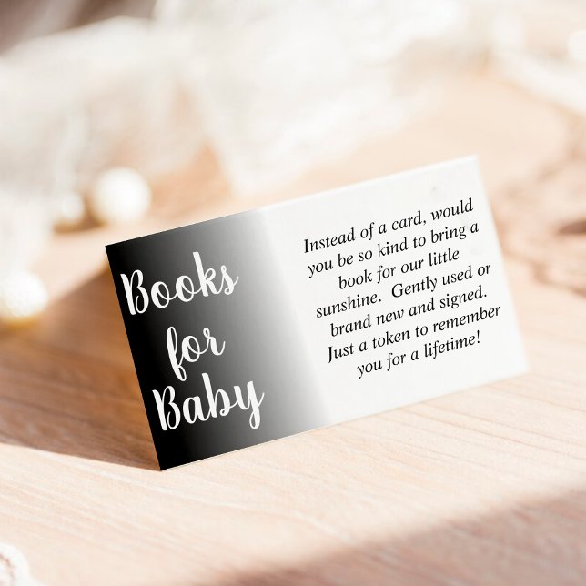 Black & White Ombre Book Request Baby Shower Enclosure Card (Black & White Ombre Book Request Baby Shower Enclosure Card)