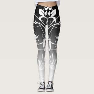 Black & White Ombre Swirl Leggings