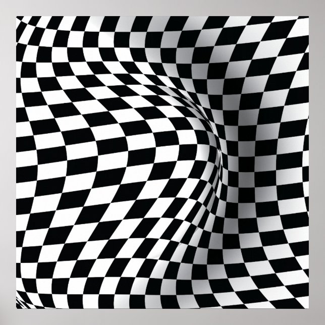 Black white op art optical illusion abstract print (Front)