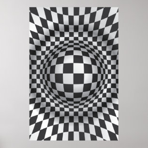 Black white op art optical illusion print/poster poster