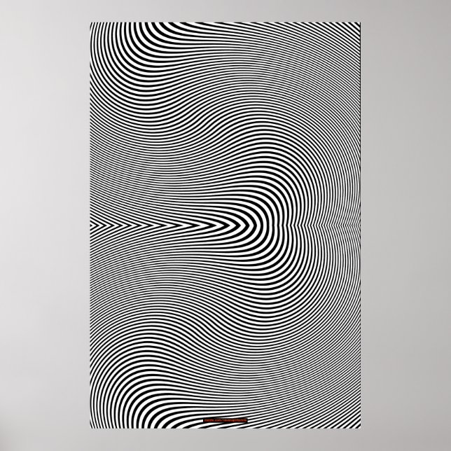 Black & White Op Art Optical Illusion Wall Poster (Front)