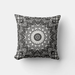 Black white  , openwork, mandala cushion