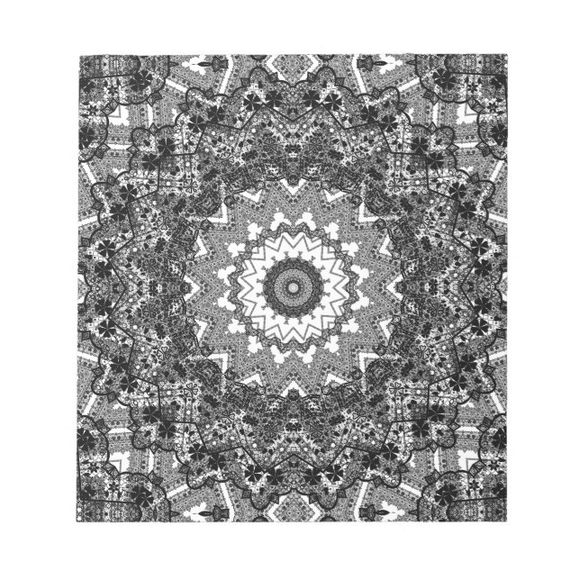 Black white, openwork, mandala notepad (Front)