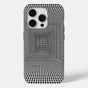Black White Optical Illusion Design iPhone 15 Pro Case