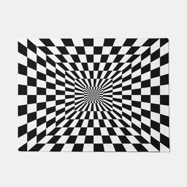 Black & White Optical Illusion Doormat (Front)