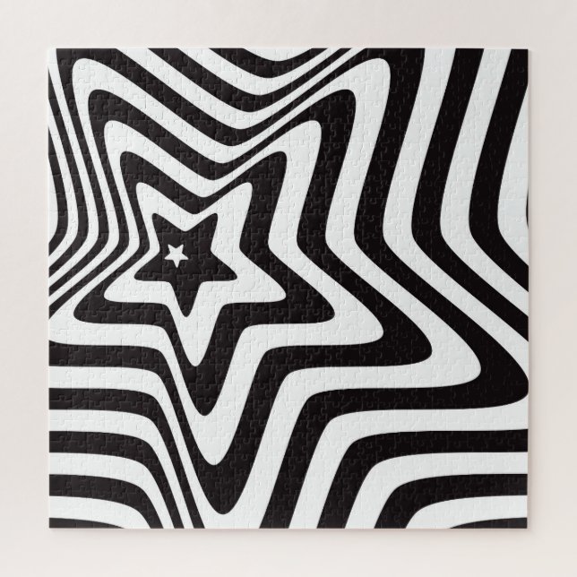 Black & White Optical Illusion Puzzle | Star  (Vertical)
