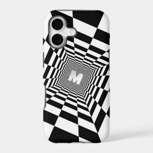 Black & White Optical Illusion, White Monogram