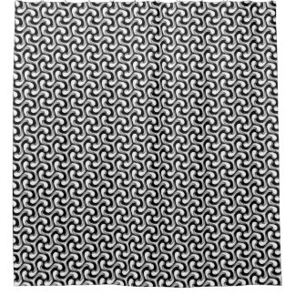Black+White Optical Swirl Pattern Shower Curtain