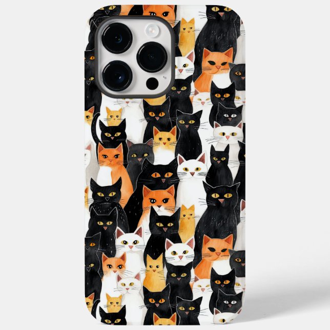 Black White Orange Cats Case-Mate iPhone Case (Back)