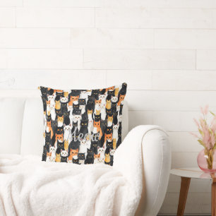 Black White Orange Cats Cushion