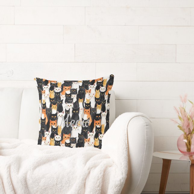 Black White Orange Cats Cushion (Couch)