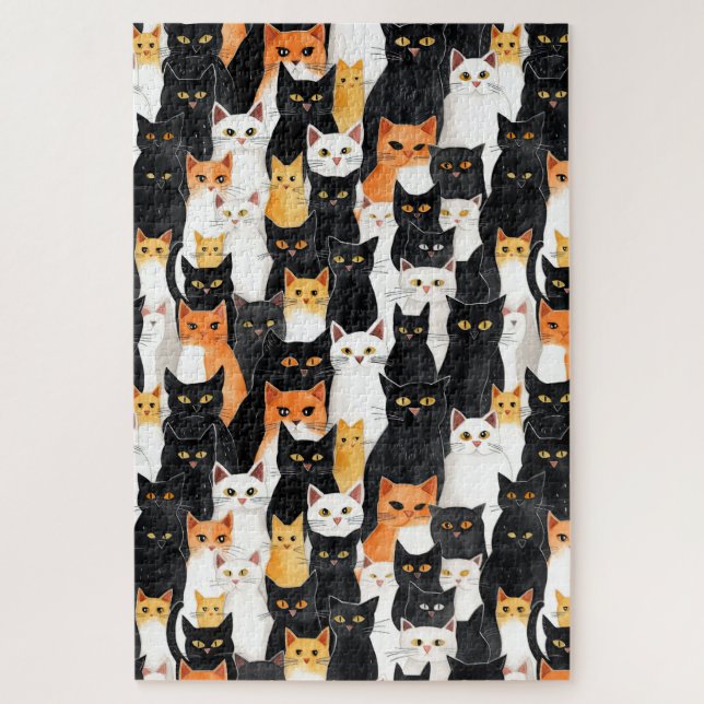 Black White Orange Cats Jigsaw Puzzle (Vertical)