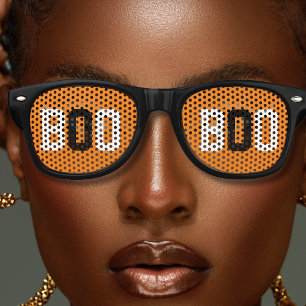 Black White Orange Spooky Boo Halloween Retro Sunglasses