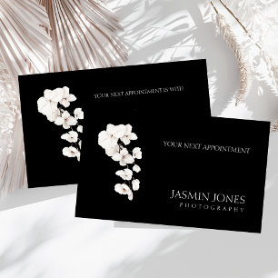 Black White Orchid Floral Business Appointment Card