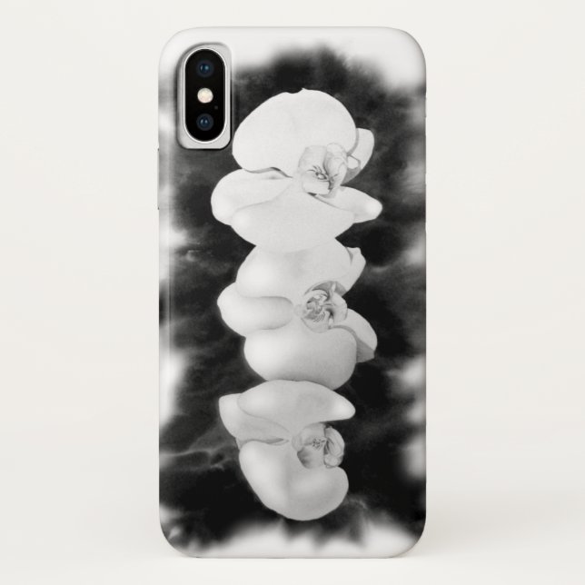 Black White Orchid painting tropical floral   Case-Mate iPhone Case (Back)