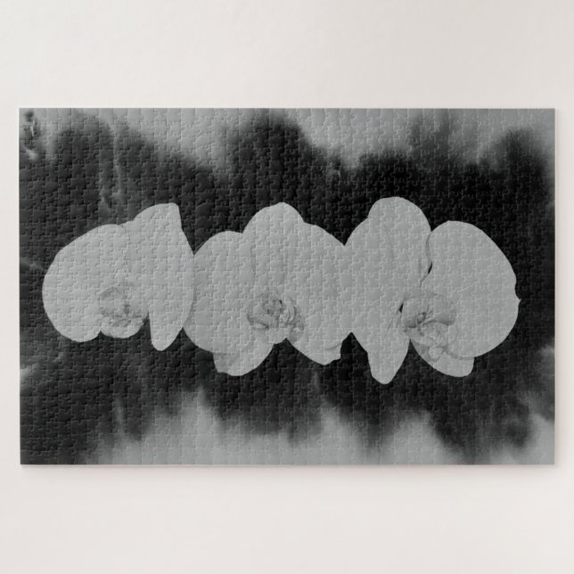Black White Orchid painting tropical floral   Jigsaw Puzzle (Horizontal)