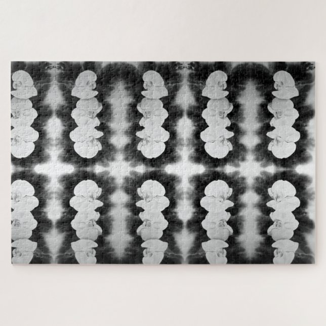 Black White Orchid painting tropical floral   Jigsaw Puzzle (Horizontal)
