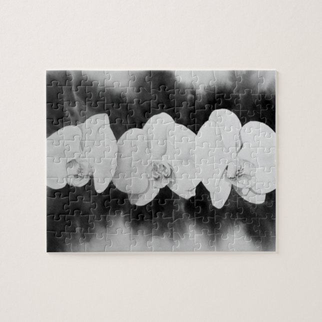 Black White Orchid painting tropical floral   Jigsaw Puzzle (Horizontal)