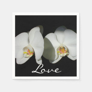 Black White Orchid painting tropical floral   Napkin