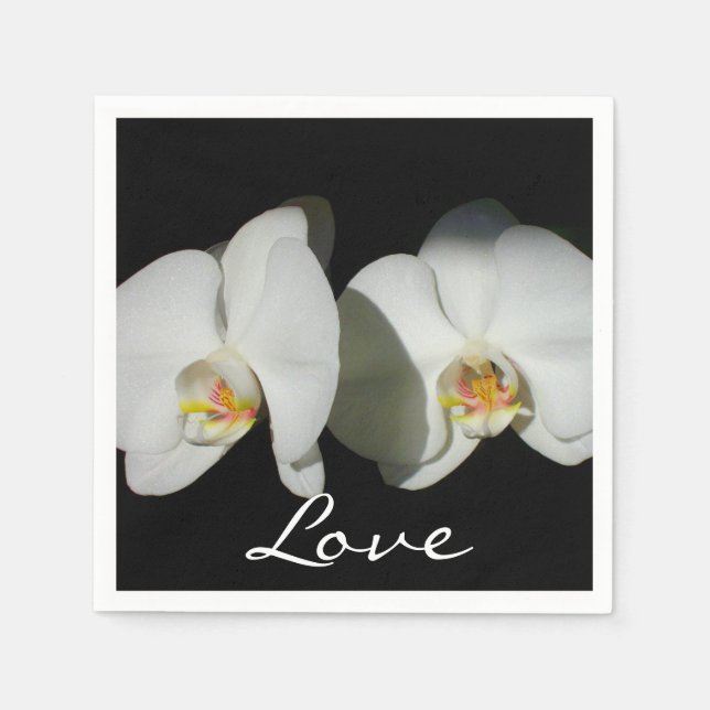 Black White Orchid painting tropical floral   Napkin (Front)
