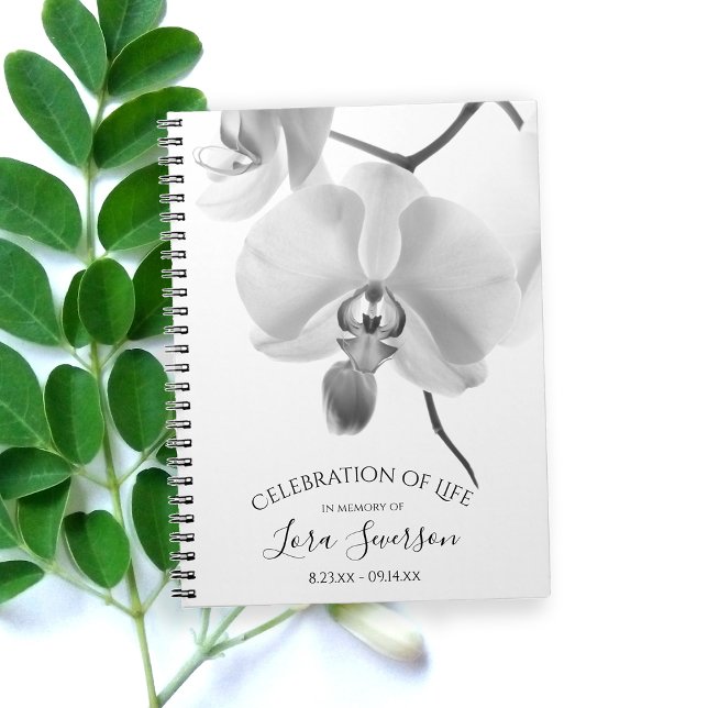 Black White Orchids Celebration of Life Guest Book (Creator Uploaded)