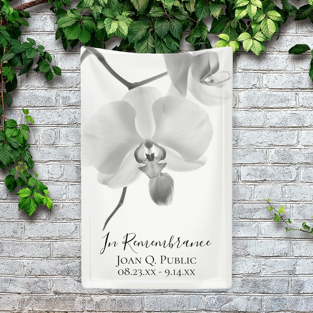 Black White Orchids on Stem Celebration of Life Banner (Creator Uploaded)