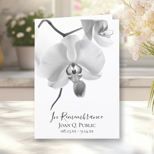 Black White Orchids on Stem Funeral Service Folded Program (Creator Uploaded)