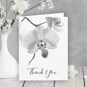 Black White Orchids on Stem Sympathy Thank You Card