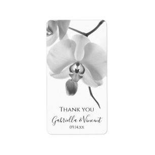 Black White Orchids Wedding Thank You Favour Tags