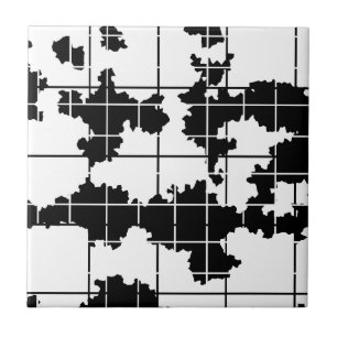 Black White Organic Abstract Art Design Ceramic Tile