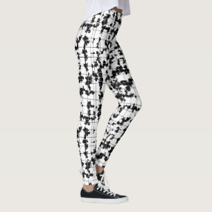 Black White Organic Abstract Art Design Leggings