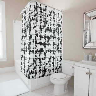 Black White Organic Abstract Art Design Shower Curtain