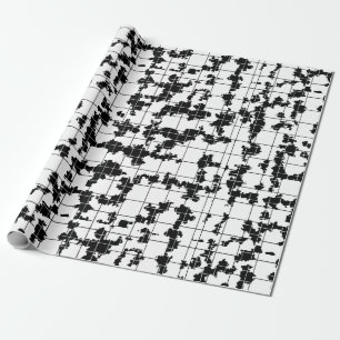 Black White Organic Abstract Art Design  Wrapping Paper