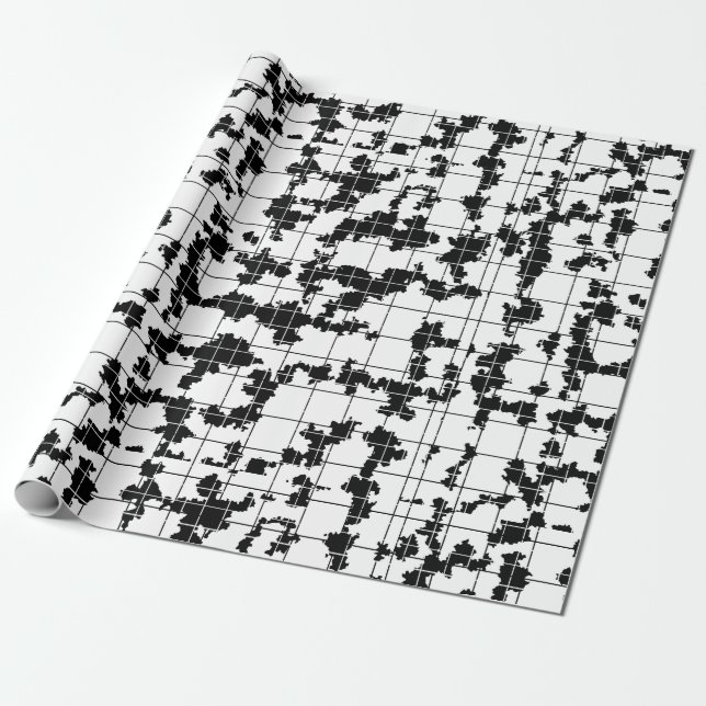 Black White Organic Abstract Art Design  Wrapping Paper (Unrolled)