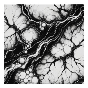 Black & White Organic Marble Flow Poster