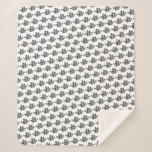 Black & White Origami Paper Crane Linocut Sherpa Blanket