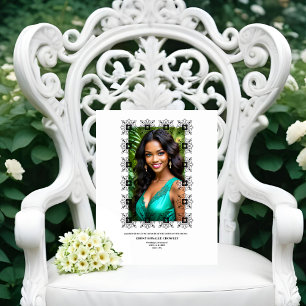 Black & White Ornate Frame Memorial Reserved Seat  Pedestal Sign