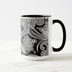 Black & White Ornate Paisley Mug