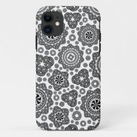 Black & White Ornate Retro Circles Pattern