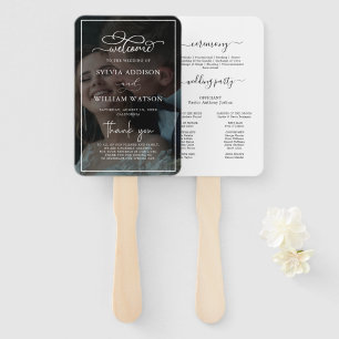 Black & White Overlay Photo Wedding Programs Hand Fan