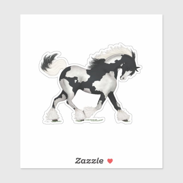 Black & White Overo Gypsy Vanner Horse Pony (Sheet)
