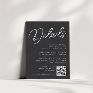Black & White Oversized Script All-in-One Details Enclosure Card