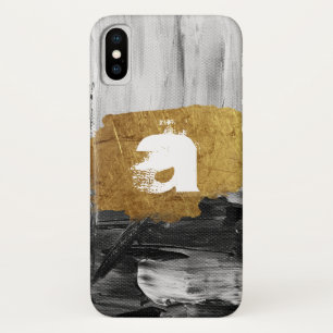 Black White paint with personalized Monogram Case- iPhone X Case
