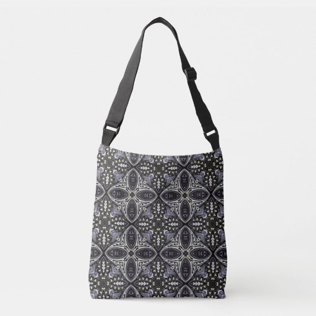 Black & White Paisley Crossbody Bag (Front)