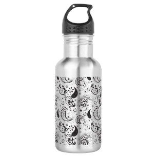Black & White Paisley Pattern –Elegant Textile Art 532 Ml Water Bottle