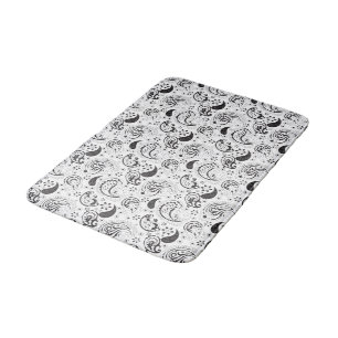 Black & White Paisley Pattern –Elegant Textile Art Bath Mat