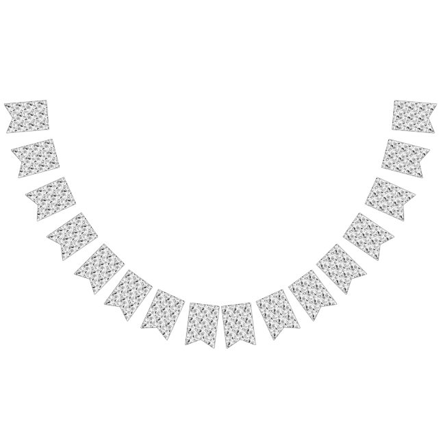 Black & White Paisley Pattern –Elegant Textile Art Bunting (All)