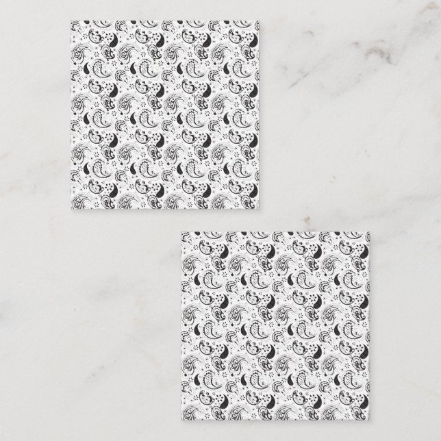 Black & White Paisley Pattern –Elegant Textile Art Calling Card (Front/Back)