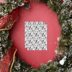 Black & White Paisley Pattern –Elegant Textile Art Foil Holiday Postcard